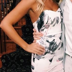 ASOS brand floral strapless midi dress